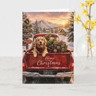 Tarjeta Escena invernal de viaje en carretera en Navidad c