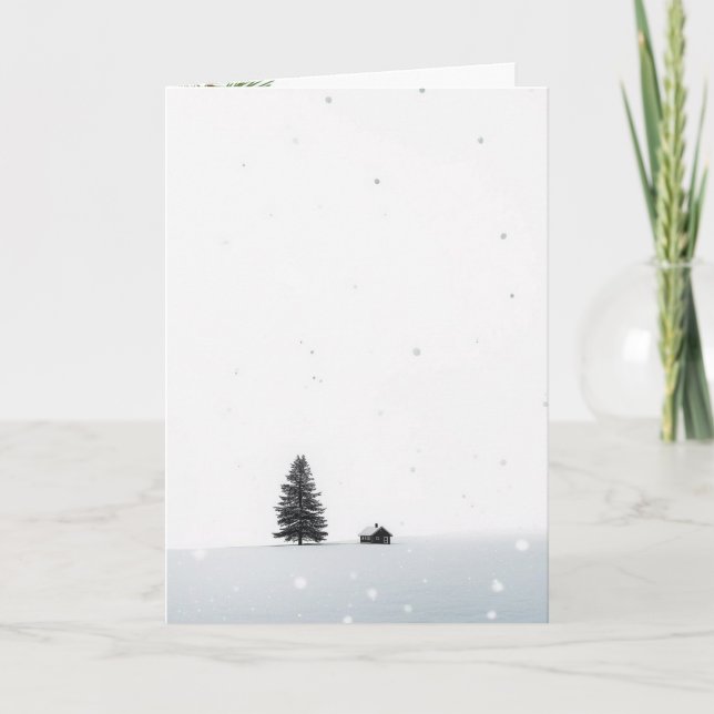 Tarjeta Escena Mínima de Navidad de Invierno (Anverso)