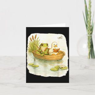 Tarjeta Escena pastoral de pesca de ganso rana día del pad