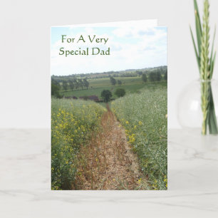 Tarjeta Escena rural en inglés con verso original para pap