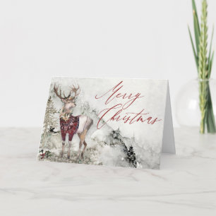 Tarjeta Escena rústica de Navidades de color crudo de made