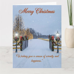 Tarjeta Escena Serena Elegante con luces de Navidad