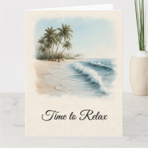 Tarjeta Escena tropical de playa en un estilo acuático