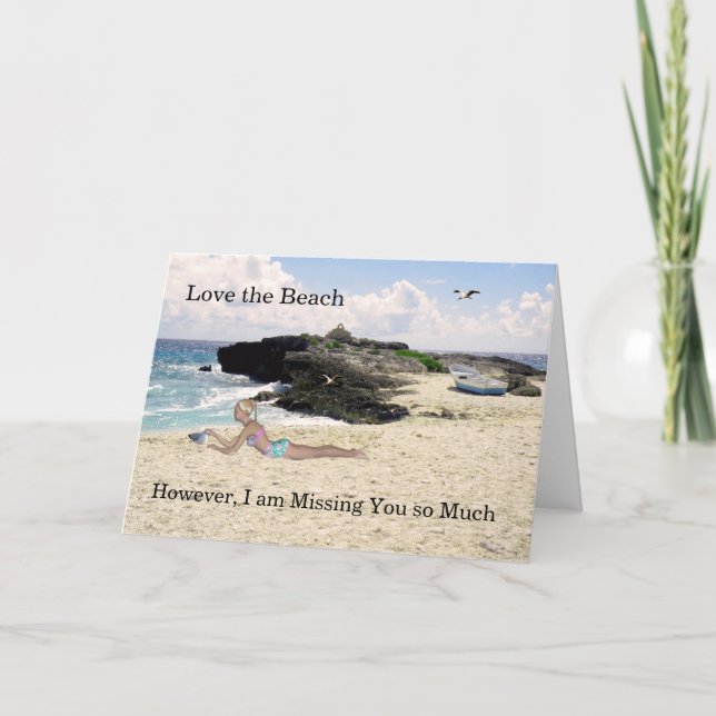 Tarjeta Escenario de playa y joven que te falta (Anverso)