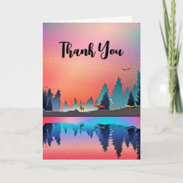 Tarjeta Escenario lago invernal con ciervo gracias