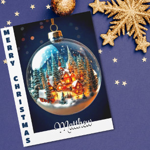 Tarjeta Escenografía dramática de Navidad en una burbuja t