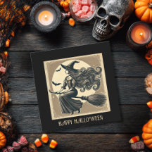 Escoba de Bruja Elegante Vintage Halloween Negra P