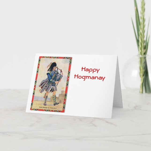 Tarjeta Escocia vintage, siga a los Bagpipes (Anverso)