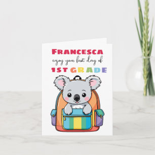 Tarjeta Escolar de Saludo de Koala para el Primer 