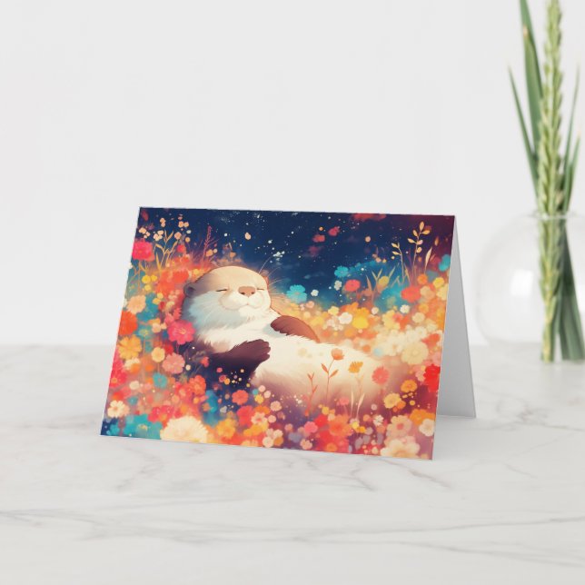 Tarjeta Escondite Floral de Nutria (Anverso)