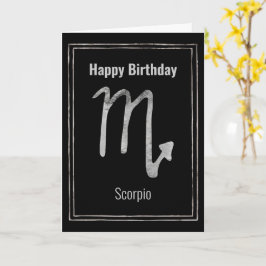 Tarjeta Escorpio astrología plata zodiac Feliz cumpleaños