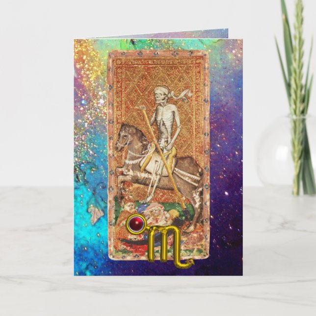 TARJETA ESCORPIO, MUERTE, ASTROLOGÍA DE TAROT ZODIAC CUMPL (Anverso)