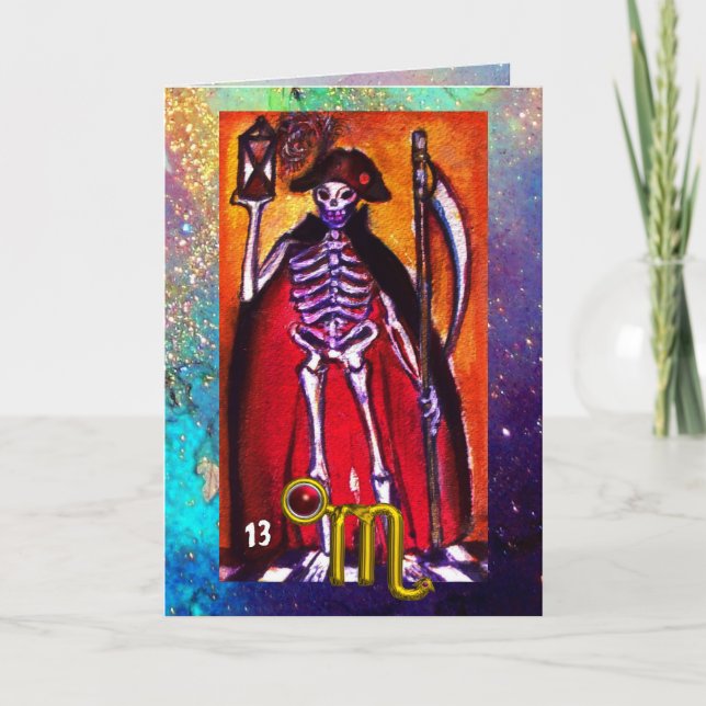 TARJETA ESCORPIO, MUERTE, ASTROLOGÍA DE TAROT ZODIAC CUMPL (Anverso)