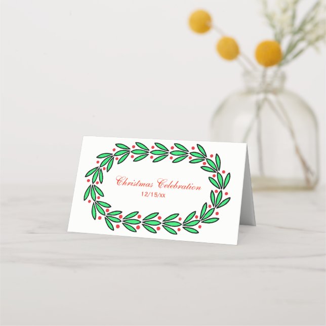 Tarjeta Escort Card Place de navidades Wreath #1 (Anverso)
