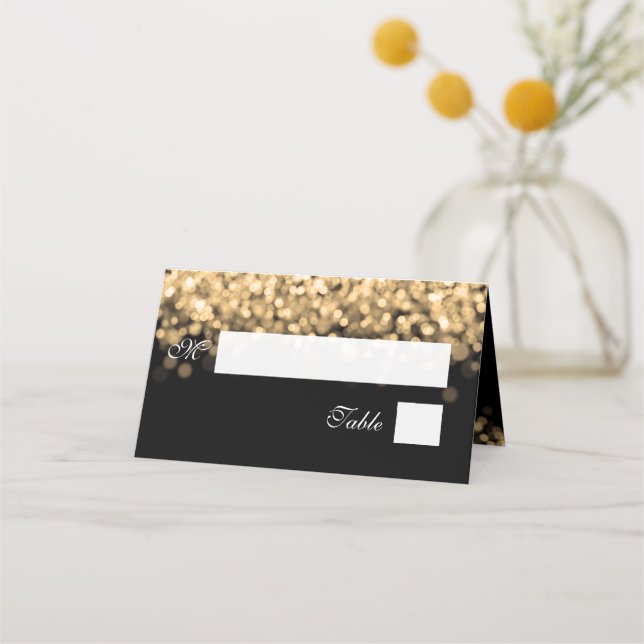 Tarjeta Escort Elegant Wedant Luces de oro (Anverso)