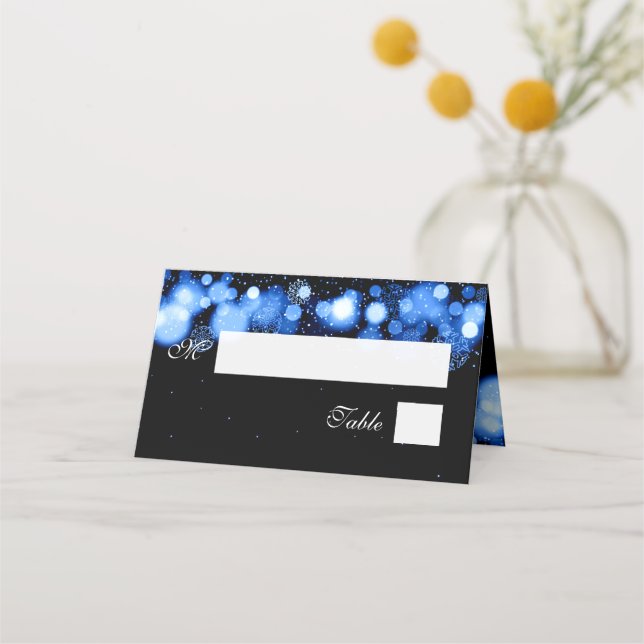 Tarjeta Escort Elegant Winter Wedter Blue Lights (Anverso)