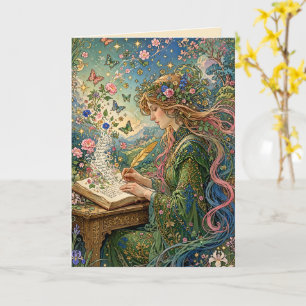 Tarjeta Escribiendo el Mundo Art Nouveau
