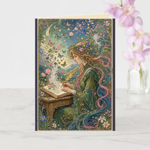 Tarjeta Escribiendo el Mundo Art Nouveau