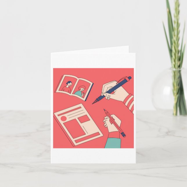 Tarjeta Escribiendo ilustraciones digitales de arte digita (Anverso)