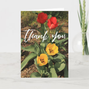 Tarjeta Escritura a mano informal Gracias Tulipanes Rojos