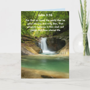 Tarjeta Escritura de la cascada Juan 3:16