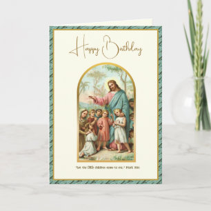 Tarjeta Escritura religiosa de cumpleaños de Jesús para ni