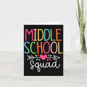 Tarjeta escuadrón de secundaria primer día de escuela medi