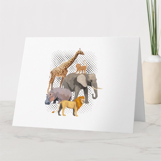 Tarjeta Escuadrón Safari Africano Animales Graciosos Zooló (Anverso)