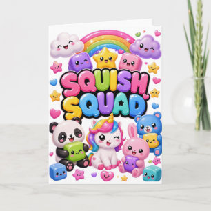 Tarjeta Escuadrón Squish Brillante Panda Arcoíris Unicorni