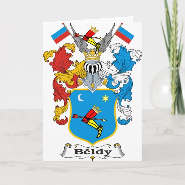 Tarjeta Escudo de armas húngaro de la familia Beldy (Anverso)