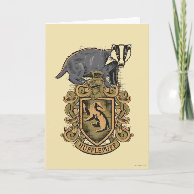 Tarjeta Escudo de Harry Potter el | Hufflepuff con el (Anverso)