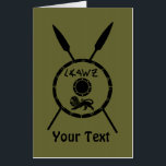 Tarjeta Escudo De Macabee Y Spears Sumidos<br><div class="desc">Representación de un escudo de un Macabee y dos lanzas de un ejército negro "sobrio". El escudo está adornado por un león y el texto que dice "Yisrael" (Israel) en el alfabeto paleo-hebreo. Añade tu propio texto adicional. Los macabros eran rebeldes judíos que liberaron a Judea del yugo del Imperio...</div>