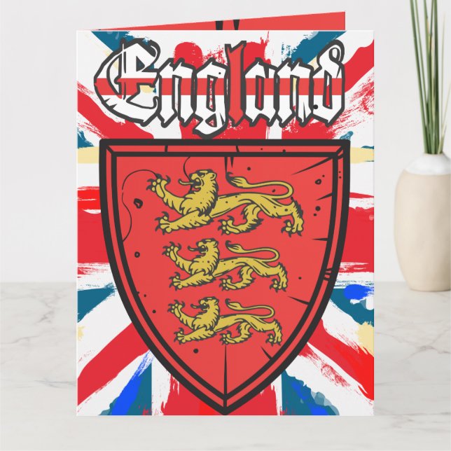 Tarjeta Escudo de madera de los leones de Inglaterra tres (Anverso)
