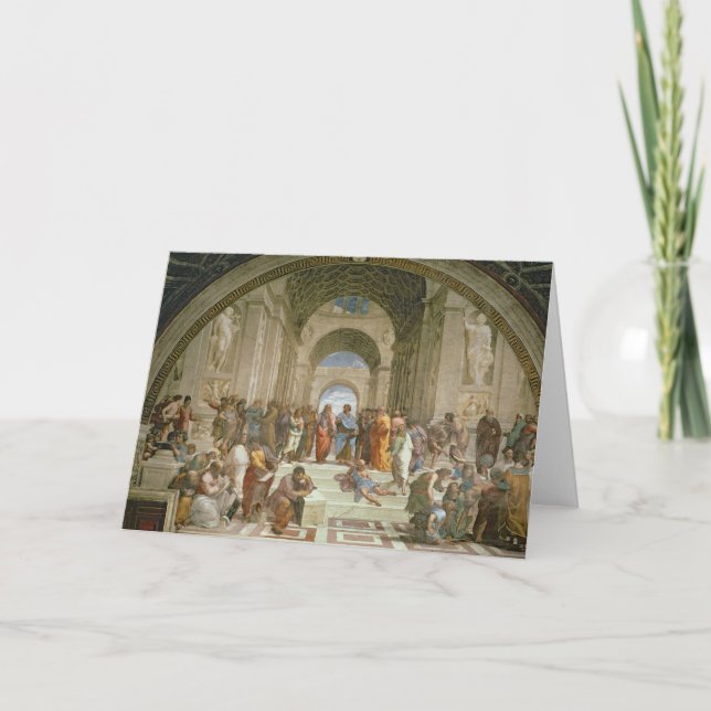 Tarjeta Escuela de Atenas, del della de la estrofa (Anverso)