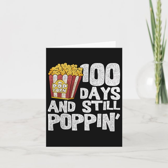 Tarjeta Escuela De Maestros Estudiantes Popcorn 100 Días D (Anverso)