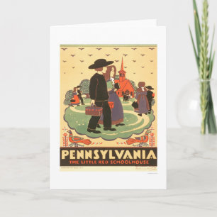 Tarjeta Escuela roja Amish WPA 1938