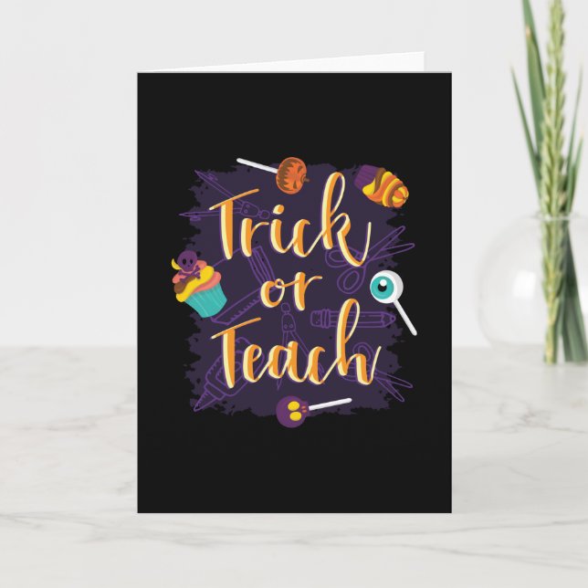 Tarjeta Escuela Trick o Teach Halloween (Anverso)