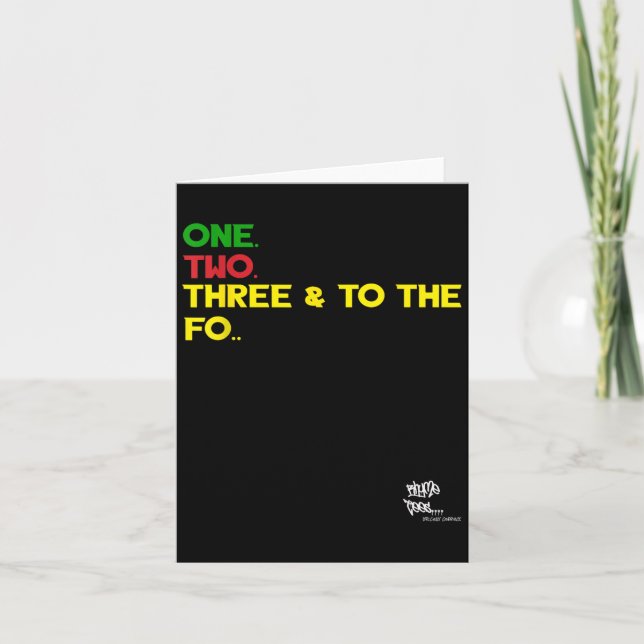 Tarjeta Escuela Vieja Rap Hip Hop Merch Uno Dos Tres Cita  (Anverso)