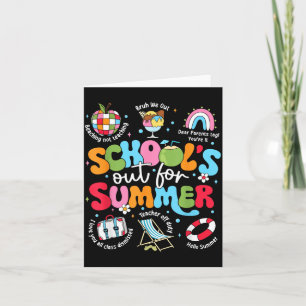 Tarjeta Escuelas cerradas para el verano Retro Groovy Últi