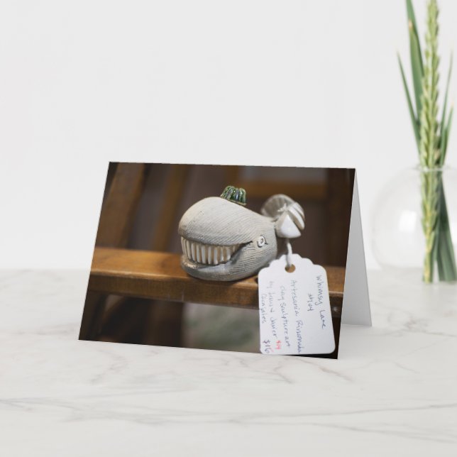 Tarjeta Escultura de ballena de madera caprichosa (Anverso)