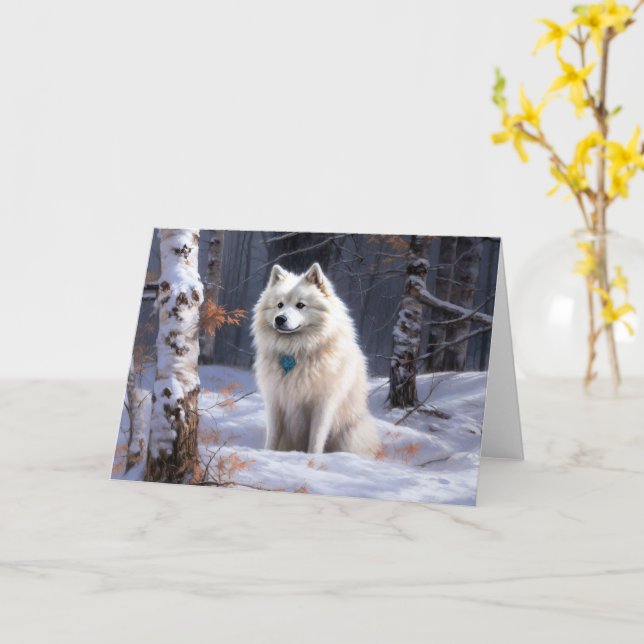 Tarjeta Eskimo Americano Deja que nieve Navidad (flor amarilla)