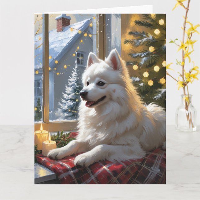 Tarjeta Eskimo Estadounidense con vacaciones de Navidades (flor amarilla)