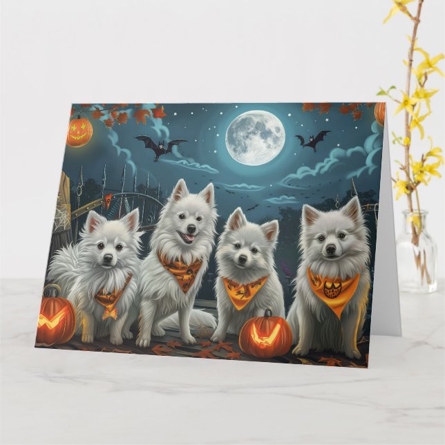 Tarjeta Eskimo Halloween Estadounidense Spooky (flor amarilla)