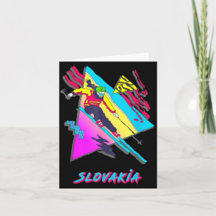 Tarjeta Eslovaquia vibrante esquí arte retro inspirado en