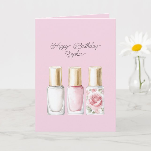 Tarjeta Esmalte de uñas floral rosa claro Pretty Rose Blus (Planta pequeña)