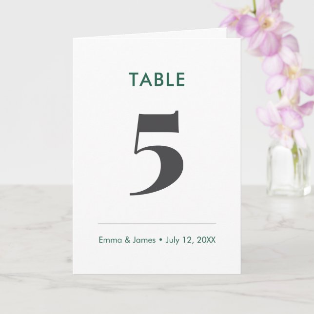 Tarjeta Esmeralda Ampersand | Número de Mesa (Plegado) (Orquídea)