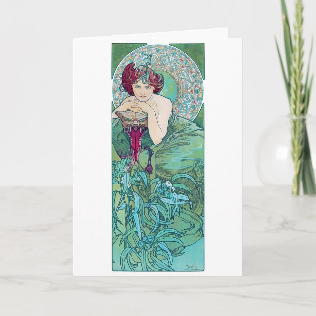 Tarjeta Esmeralda (Cuatro joyas), Alphonse Mucha (Anverso)