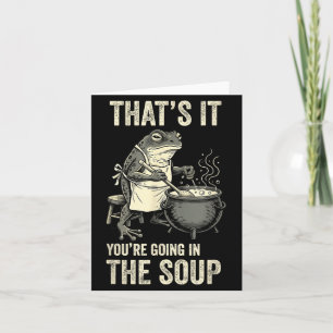 Tarjeta Eso va en la sopa humor divertido de rana chef