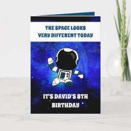 Tarjeta Espacio Astronauta Cute Espacio Azul Octavo Cumple