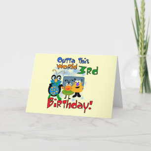 Tarjeta Espacio Ultraterrestre 3 camisetas de cumpleaños y